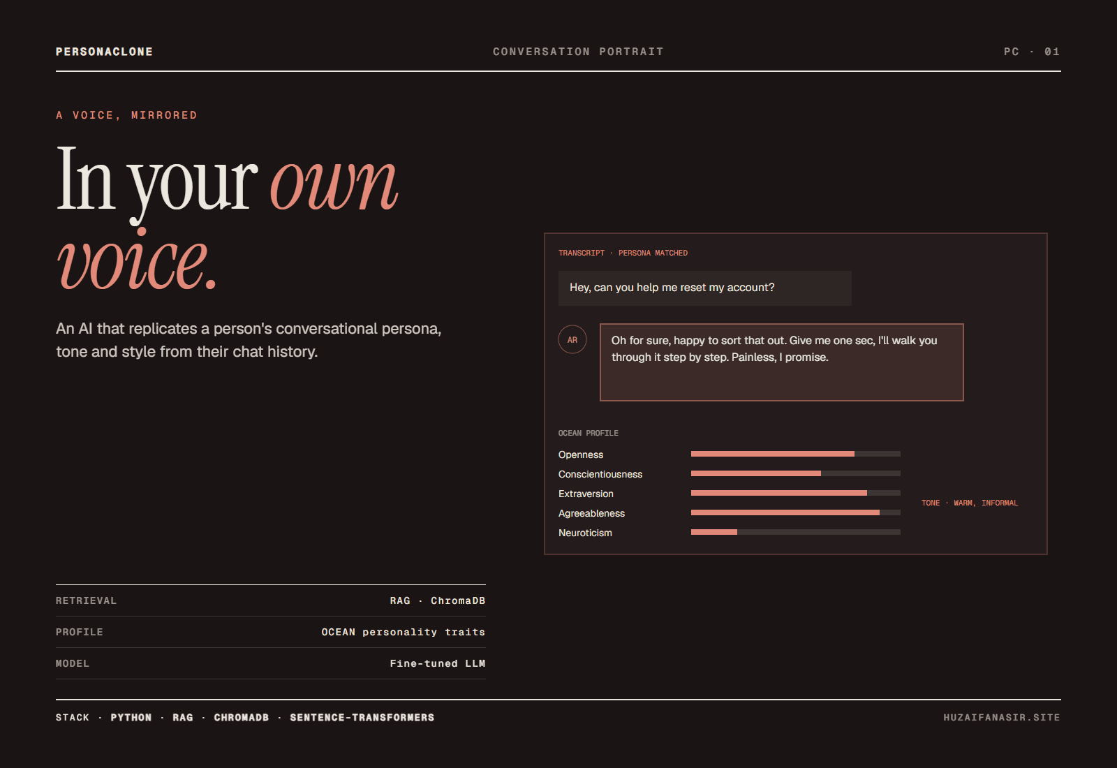 PersonaClone: AI-Powered Conversational Persona Replication